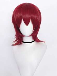 男女通用角色扮演短款反卷波波头，带刘海，蓬松波浪动漫风格，16英寸耐热合成纤维假发，角色扮演精灵短发，动漫发型 | 精灵短假发 - 彩色 - 查看 40