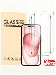 3pcs Tempered Glass Screen Protector, Compatible With Apple 15/15 Pro Max/15 Pro/15 Plus/14 Pro Max/14/14 Pro/14 Plus/16 Pro Max/16/16 Plus/16 Pro/17/17 Pro Max/17 Pro, Anti-Scratch, Anti-Fingerprint, Bubble-Free, 99.99% Ultra-Clear