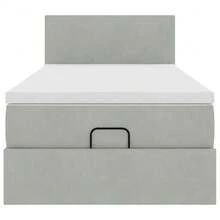 vidaXL Letto ottomano con materasso e LED, grigio chiaro, 90x190 cm, velluto - Grigio - Visualizzare 8