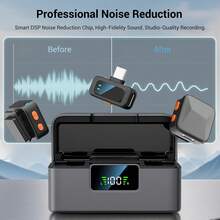 HITOZON Wireless Lavalier Microphone For IPhone IPad Android With Charging Case 36h Battery Life, Noise Cancellation, Plug-Play Clip On Lapel Mic For Video Recording, Vlog, Live Streaming