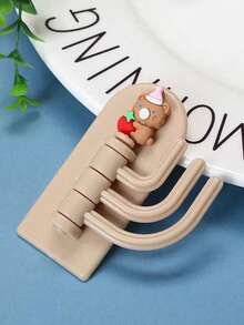 5pcs Cartoon Style 3-Hook Wall Hangers, Cute Adhesive No Drill Hooks For Keys, Bags, Coats, Resin Material - Multicolor - View 7