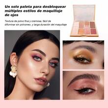 Sombras de Ojos Paleta 8 Colores Viaje Arcoíris Coral, Tonos Vibrantes Mate Brillante, Pigmentación Fuerte para Maquillaje Ojos Resplandecientes - Color HLN - Ver 6