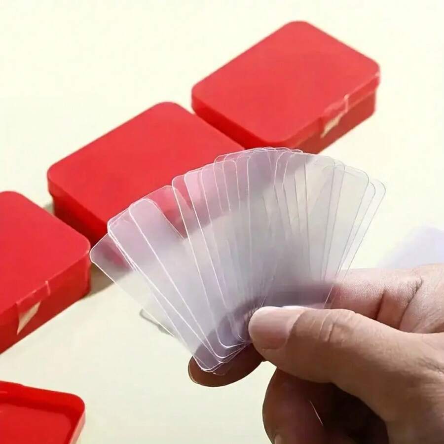 Taśma dwustronna klejąca 1/3 opakowania – wodoodporna, bez śladów, usuwalna taśma Nano, wielokrotnego użytku plastikowe paski do klejenia powierzchni, z czerwonym pojemnikiem do przechowywania, do łazienki, kuchni, biura, domu – wielokrotnego użytku, odporna na wilgoć