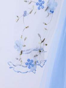 Girls' Elegant Floral Mesh Dress, Spring/Summer