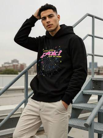 Ungdom Höst & Vinter Svart Modern Mångsidig Björntryck Varm Sweatshirt, Fleece, Huva, Tonårspojkar Presenter