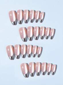 Bộ 24 móng giả hình hạnh nhân 3D thủ công, tạo kiểu móng mắt mèo, miếng dán đầu móng kiểu Pháp màu bạc, vừa vặn hoàn hảo với hình hạnh nhân, bộ móng giả acrylic, bao gồm: 1 gel dẻo và 1 dũa móng, móng mắt mèo và móng hạnh nhân kiểu Pháp, phù hợp cho phụ nữ đi làm hàng ngày, lễ hội, tiệc tùng, v.v. Dụng cụ làm móng - Xem 5