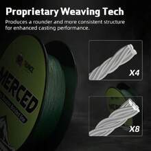 Braided Fishing Line Merced, 1000 500 300 Yards Braided Line 4 8 Strands, 6-200LB - Proprietary Weaving Tech, Thin-Coating Tech, Stronger Smoother For Freshwater Saltwater,31253790 - 綠色 - 查看 2