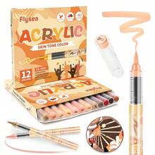 Skin Tones Art Markers,12/24/36/48 Color Soft Brush Tip Acrylic Paint Pens, Quick-Drying Waterproof Acrylic Paint Markers For Illustration Sketching, Wood,Glass,Fabric,Rocks Painting - Skin Tone Marker - View 3