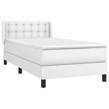 vidaXL Boxspringbett mit Matratze Weiß 90x200 cm Kunstleder - Bianco - Visualizzare 3
