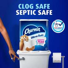 Charmin Ultra Soft Toilet Paper 36 Mega Rolls| 2-Ply Septic- & Clog-Free Bath Tissue| 4X More Sheets Vs.Regular Rolls (Vs. Charmin Basic 1-Ply)| Hypoallergenic & Dermatologist-Tested - 藍色 - 查看 8