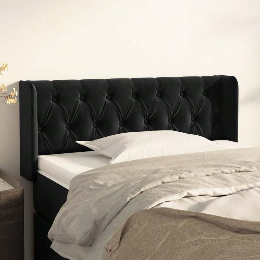 vidaXL Testiera con orecchie in velluto nero 103x16x78/88 cm - nero - Visualizzare 1