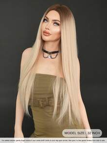 7JHH WIGS 32 Inch Linen Blonde Wigs For Women Mix White Highlight, Super Long Straight Wigs, Elegant Fluffy Without Bangs Middle Part Wig,Very Soft Synthetic Heat Resistant Fiber Hair, Beautiful Full Machine Hair Wig Suitable For Fashion Girls Daily,Anime Or Costume Cosplay Decoration,Music Festival Dance Party Street Wear Use, Mother's Day Gifts - Blonde Highlight - View 5