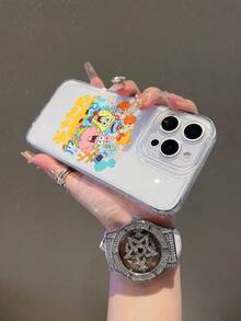 SpongeBob SquarePants 1pc Transparent Space Case Cartoon SquarePants Line Drawing Pattern Shockproof Phone Case Cover Compatible With Samsung/Apple 17/16/15/14/13/12/11Pro Max/12Pro/14Plus And Other Models - Multicolor - View 4