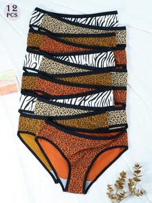 12Pcs/Set Women's Cotton Underwear Panties Ladies Low-Rise Briefs Lingerie - Nhiều màu - Xem 6