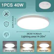CANMEIJIA 1pc Modern LED Ceiling Light, 18W/30W/40W/50W, 6500K Cool White/4000K Neutral White/3000K Warm White, 220V, 4598 Lumens Large Round Recessed Ceiling Lamp For Bedroom, Living Room, Kitchen - White Ceiling Lamp 180-265V - View 19