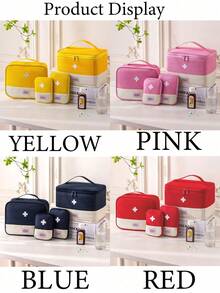 1个便携式牛津布医用收纳袋，小巧耐用，防水急救包 - 充足的收纳空间，满足旅行和居家应急需求 - 户外爱好者的理想急救包，适合狩猎、徒步旅行、露营旅行和紧急情况。药袋、药盒、药盒、药瓶、药盒、医院包、药品收纳袋、药品收纳袋、旅行必备包袋、度假必备 - 彩色 - 查看 6