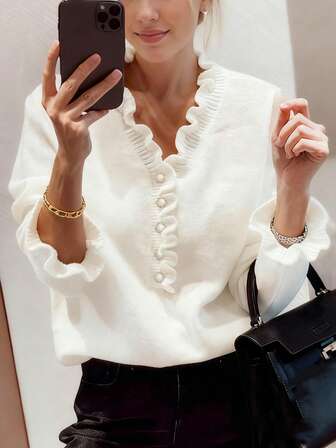 Big Size Autumn And Winter Women Fashion Elegant And Mature Temperament Casual Daily Autumn And Winter Classic White Mullet Large Neckline Long Sleeve Sweater, Women's Winter Sweaters, White Tops, Elegant Party Tops, Women's Thanksgiving Dress Up, Women's New Year's Eve Dresses, Christmas Pullover Sweater, Autumn And Winter Women's Clothing