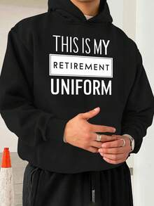 Questa è la mia uniforme per il pensionamento JPH-9 Felpa con cappuccio oversize da uomo - Felpa casual larga nera con stampa bianca evidente, felpa con cappuccio lavabile in lavatrice a maniche lunghe, adatta come regalo per il pensionamento e per un uso quotidiano confortevole, taglie comode - nero - Visualizzare 12