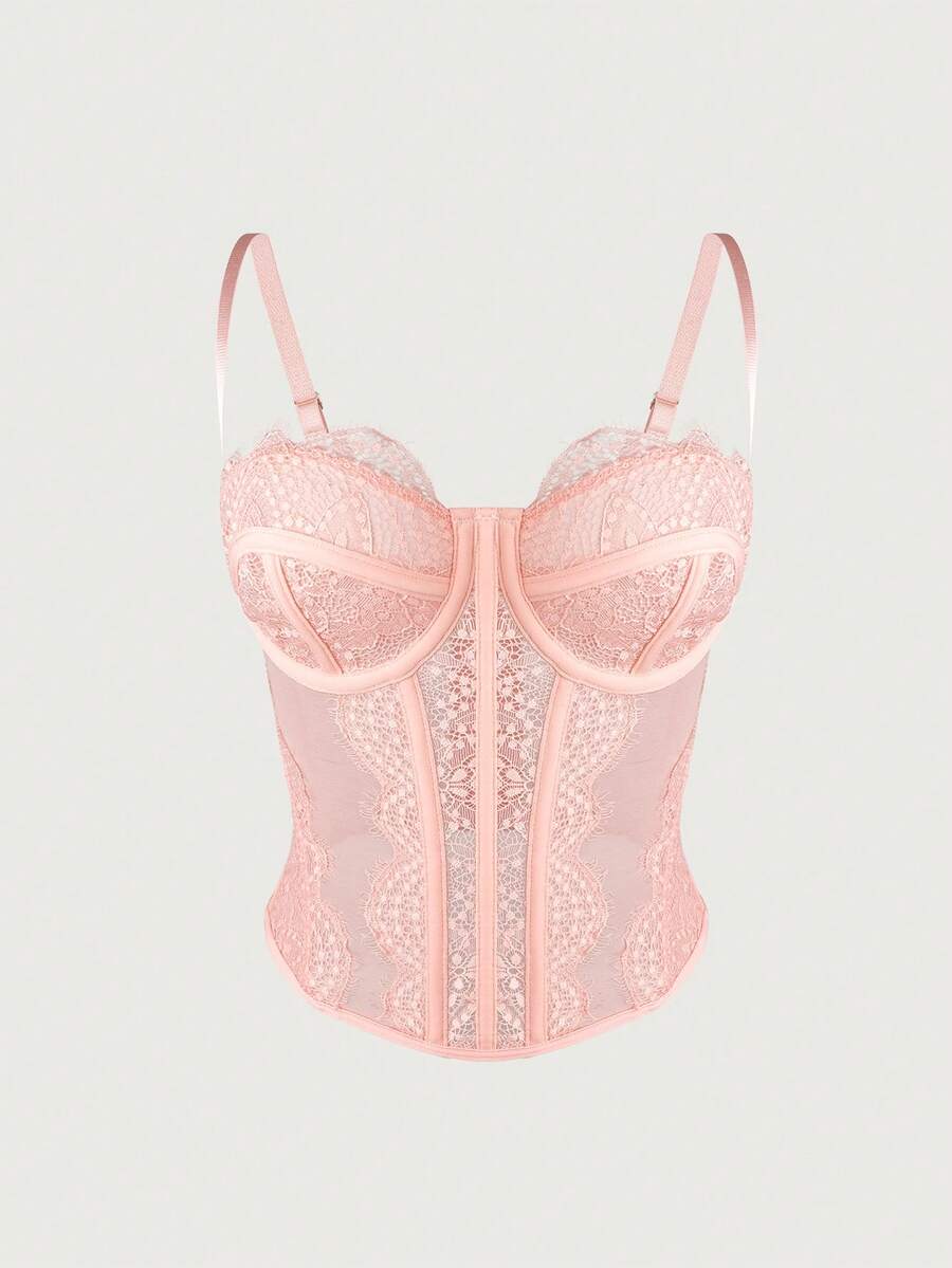 Fashionable Seamless Spaghetti Strap Bra, Sexy Fitted Strapless Lace Camisole Crop Top