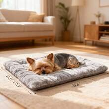 Extra-Large Plush Dog Sofa Bed- Thick & Super Soft Striped Pet Mat With High-Quality Polyester Fiber Fill, Durable Comfort For Small To Large Breeds, Durable & Cozy Pet Bed For Small To Large Breeds, Pet Comfort Mat, Pet Lovers, Stylish Pet Furniture - 灰色 - 查看 10