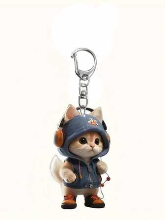 Cute Anime Cat Acrylic Keychain With Lobster Clasp - Perfect For Backpacks & Keys, Ideal Graduation Gift