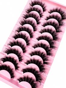 2026 100% Cruelty Free Lashes Reusable Short Natural Eyelashes Strip Lashes, Lashes, Eyelashes, Fake Lashes 5D Fluffy Lashes,Cat Eyelashes,10 Pair 18mm 22mm D Curl Fluffy Faux Mink Lashes,Dramatic Thick Volume Fake Lashes Cat For Makeup Beauty-RL49 - 黑色 - 查看 3