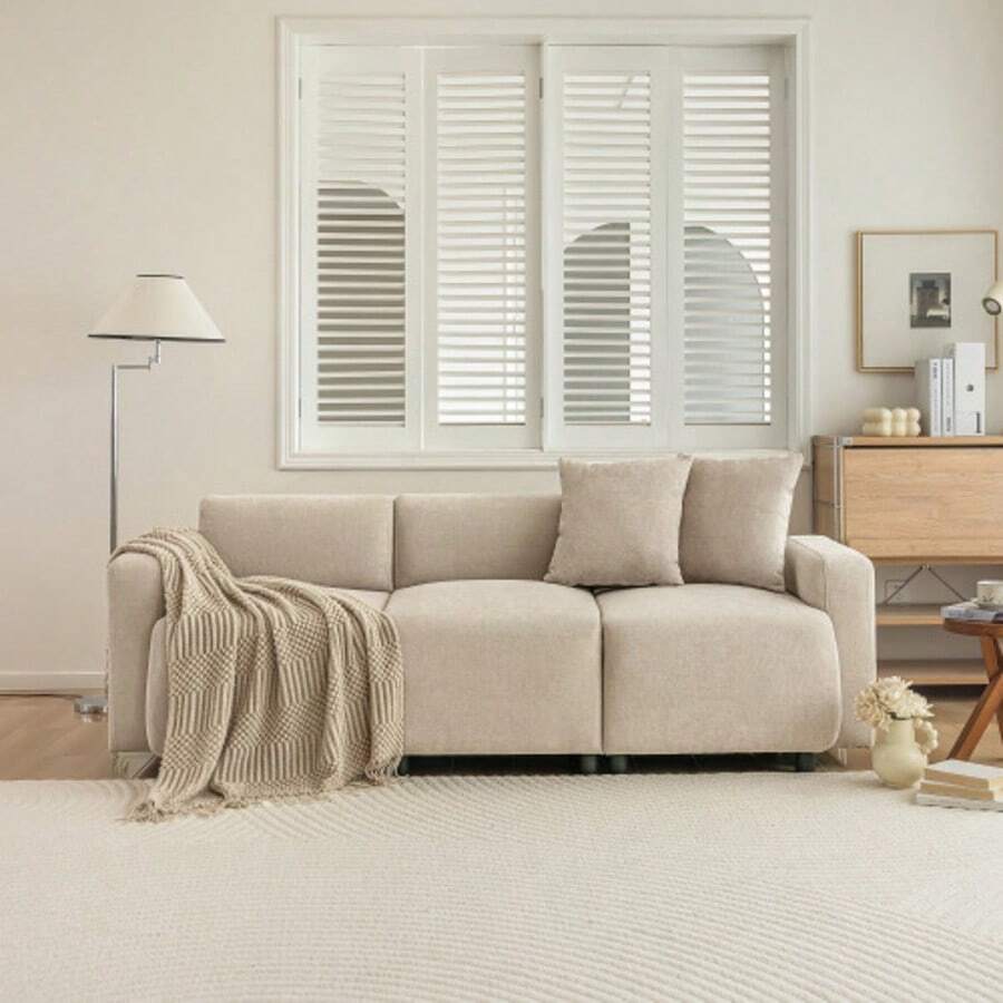 Normales Sofa, Modernes Design, Polstermöbel, Sofa, 3-Sitzer-Sofa, Wohnzimmersofa, Sofa Mit Dekokissen - Beige - View 1