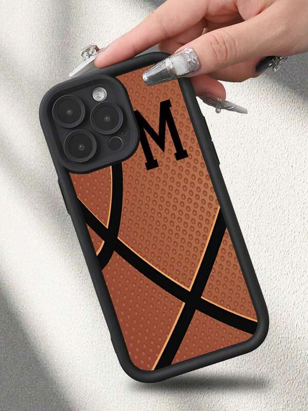 1 pieza Funda de teléfono con diseño de letra M de baloncesto retro, funda protectora de teléfono de estilo minimalista y nueva , un accesorio de moda único y sencillo para hombres y mujeres, compatible con Apple 17 16 15 14 13 12 11 Plus Pro Max Mini Air 7/8 Plus Xr X Xs Max. Este es el mejor regalo para amigos, familiares y colegas.