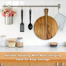 1pc Acacia Wood Cheese Board, Round Kitchen Cutting Board With Handle, Suitable For Meat, Cooked Food, Vegetables, Fruits, Cheese, Pizza, Snacks, 15.96*12.02 Inches And 11.8*7.8 Inches, Ideal For Family Gatherings, Restaurants, Kitchen Utensils, Kitchen Supplies, Tabletop Decor, Suitable For Holidays, Life, Gifts - Turmeric - View 3