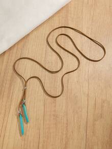 1pc Minimalist Retro Women's Fashion Y-Shaped Pendant Necklace, Geometric Pendant Casual Chic Necklace Jewelry, Suitable For Daily Wear - Multicolor - View 1