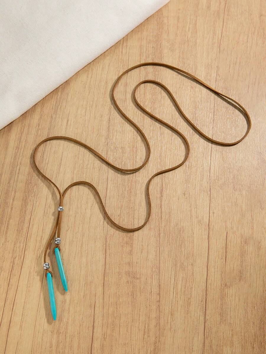 1pc Minimalist Retro Women's Fashion Y-Shaped Pendant Necklace, Geometric Pendant Casual Chic Necklace Jewelry, Suitable For Daily Wear - Multicolor - View 1