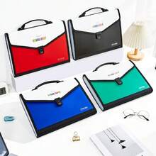 1pc Large Capacity Accordion Folder Briefcase, 13 Compartments Student Test Paper Subject Storage Bag, Practical Accordion Style Office Document Organizer Folder - Single Piece - View 3