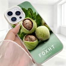 Cubierta de teléfono con diseño de nueces verdes y texto FRESH FOXHT color verde claro para uso diario en cafeterías - Blanco - Ver 5