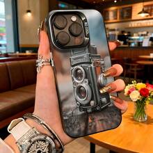 Carcasa de telefono con diseño vintage camara fotografa negra para iPhone 14 Pro Max estilo retro para uso diario y viajes - Negro - Ver 2
