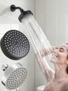 2 pezzi/set Soffione doccia rotondo montato a parete ad alta pressione, soffione doccia ad alta pressione con ugelli in silicone, soffione doccia in plastica durevole con supporto a parete regolabile, design a risparmio idrico e anti-schizzi, stile minimalista moderno, adatto per bagni di casa e hotel, bagni moderni, bagni alla moda e bagni di camper, accessori da bagno moderni montati a parete, regalo ideale per famiglia e amici - Multicolore - Visualizzare 2