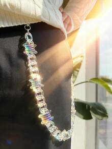 1pc Stylish Acrylic Multi-Layer Chain Belt, Fashionable Punk Street Hip-Hop Accessory For Men's Daily Wear