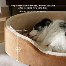 1 pieza Cama para mascotas de peluche gruesa y lavable, cama cerrada cálida para perros/gatos adecuada para perros y gatos pequeños/medianos/grandes - Óxido marrón - Ver 6