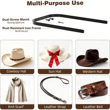 GSYY 2-Pack Metal Hat Rack For  Mount Ace-Sang Cowboy Hat Holder And DIY  Dilay Hanger Cpact Hat Organizer With Screws Black No Wooden Board - 白色 - 查看 2