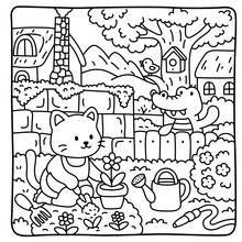 80页/205克/平方米 21x21厘米 “温馨乡村伴侣”成人涂色书，厚实不透明纸张，线条清晰 | 可爱的动物村民和迷人的乡村景色，营造温馨的社区氛围，是乡村爱好者的理想礼物，适合冬季，也是文具和学习用品，是送给女孩、婚礼季和母亲节的完美礼物。 - Cozy Village Friends - 查看 4