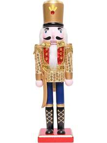 Christmas Nutcracker Decor 11.8 Inch Wooden Nutcracker Ornament Soldier Figure Festive Collectible Nutcracker Gift Suitable For Table, Desktop, Fireplace Decoration Christmas Party Supplies - Vàng - Xem 2