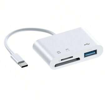 USB C till Micro SD TF minneskortläsare, 3-i-1 USB-kamerakortläsaradapter kompatibel med iPhone 16/15, iPad Pro, MBook Pro/Air, Chromebook XPS, Galaxy S10/S9 och fler USB C-enheter