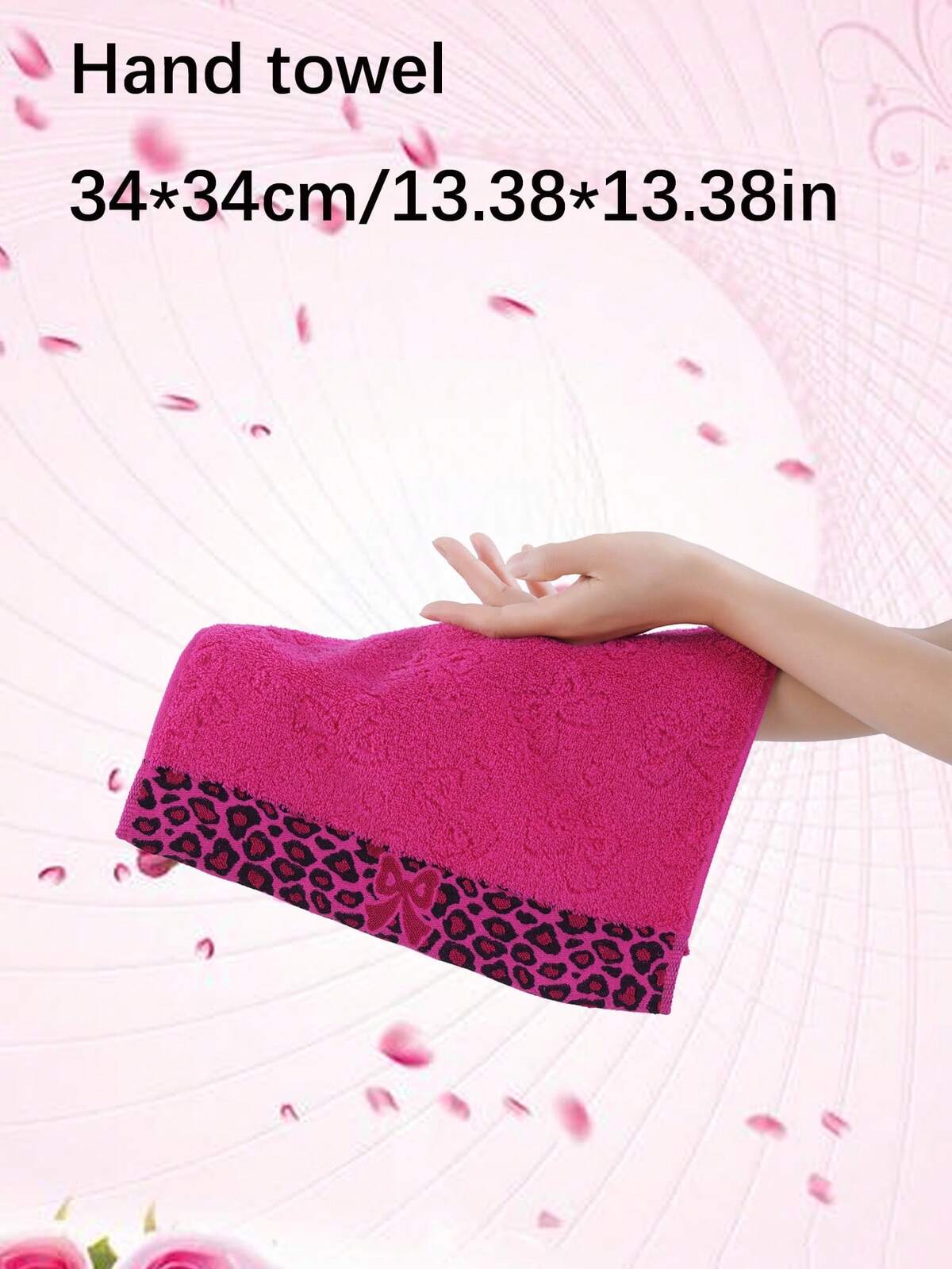 QIBHI 1/2/3pcs Optionnel, Serviette de bain/Serviette de visage/Serviette de main en coton éponge jacquard avec nœud 100% coton, Cadeau de la Saint-Valentin, Bordure en satin imprimé léopard, Serviette de bain en pur coton doux et absorbant, Serviette de salle de bain légère et douce, Serviette pour invités, Convient pour la salle de bain, l'hôtel, la salle de sport, les voyages, les cadeaux, le salon, les sports, l'extérieur, la plage, l'école, la rentrée scolaire, les accessoires de voyage, le 8