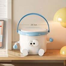 1pc Desktop Trash Can/Press Open Creative Home/Dorm/Bedroom/Living Room Use, Cute Large Capacity Cartoon Paper Basket - Multicolor - View 8