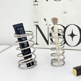 Modern Minimalist Metal Ring Toothbrush Holder For Storing Makeup Brushes, Stationery, Pen Holders, Hollowed Out Dust-Proof Sink Decoration