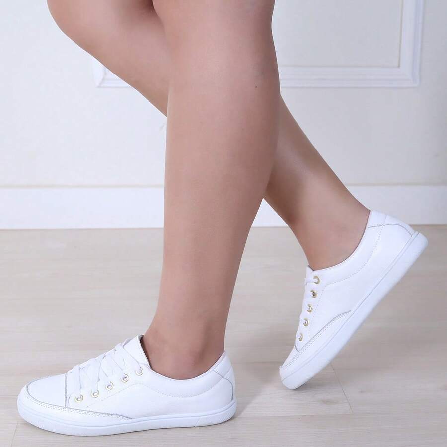 Women's Sneakers In Genuine Leather - Lightweight And Comfortable For Everyday Wear - trắng - Xem 1