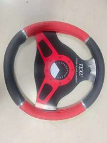 Universal Traditional Tuning Steering Wheel Cover, Plain Black, Non-Slip - Black and Silver - View 6