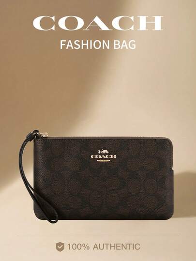 Coach Corner Zip 16 Classic Monogram PVC Wallet Wristlet Wallet Clutch Women Wallet Rfid Card Holder Phone Zipper Coin Travel Pocket