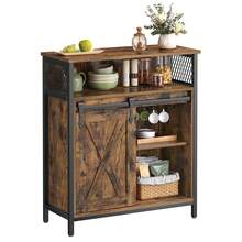 VASAGLE Storage Cabinet, Sideboard, With Sliding Barn Door, Open Compartment, Adjustable Shelf, Industrial Style, For Entryway, Living Room, Kitchen, Office, Rustic Brown And Black - Brown - View 8