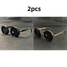 Men's Retro Spandex Style Rotating Sunglasses - Adjustable Brightness Steampunk Style Alloy Frame, Black And Gray Gradient Lenses, Travel And Fashion Accessories, Sunglasses, Party Sunglasses, Suitable For Bohemian Style Sunglasses - 銀色 - 查看 7