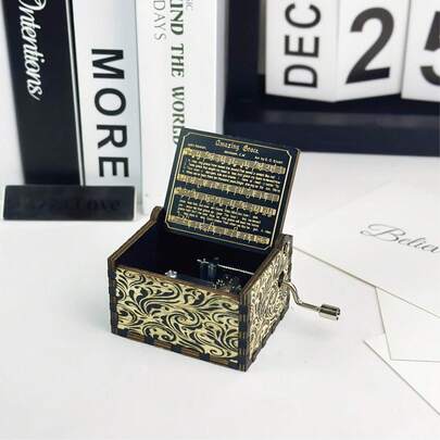 1pc Wooden Music Box, Suitable As Gift For Friends, Birthday, Anniversary, Graduation, Also For Home Living Room, Office Decor